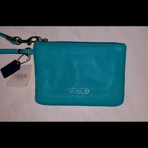 Coach turquoise wristlet brand new